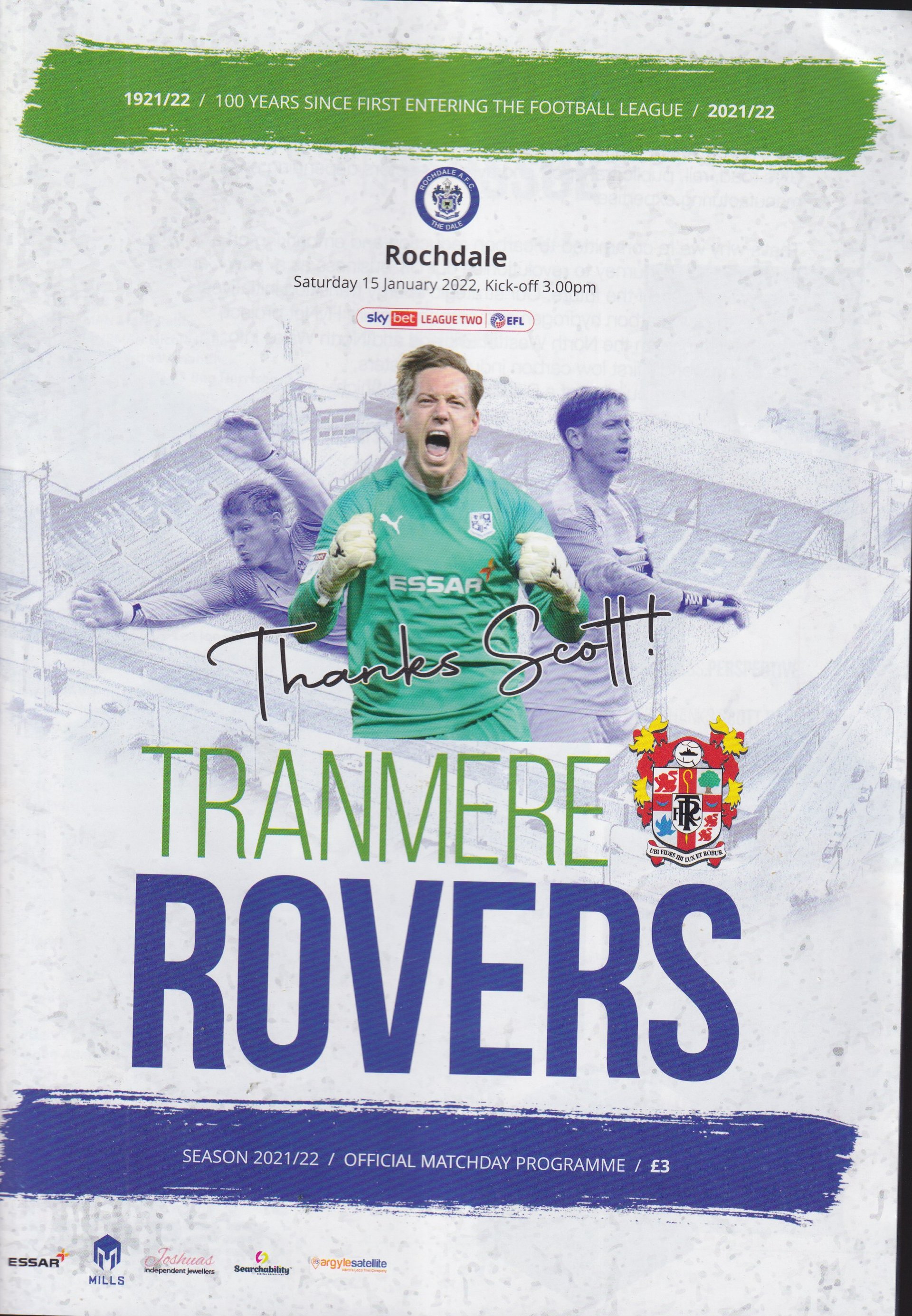 Tranmere Rovers v Rochdale match programme